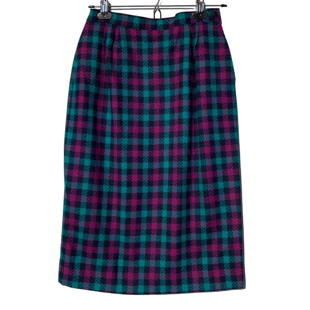 Pendleton | Vintage Virgin Wool Checked Midi Skir… - image 1
